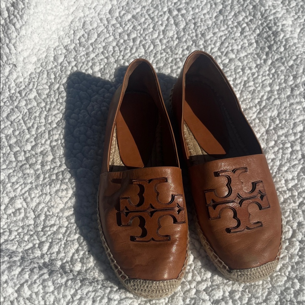 Tory Burch Tan ines Espadrille Loafers leather
